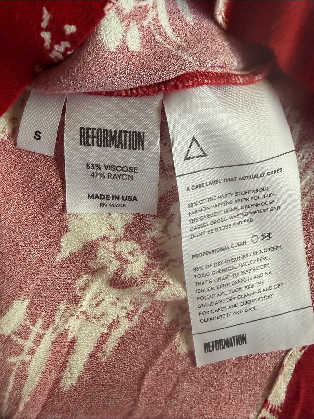 Reformation Red Cuba Top, Animal Print Short Sleeve Button-Up, Nairobi Print, S - Picture 6 of 6